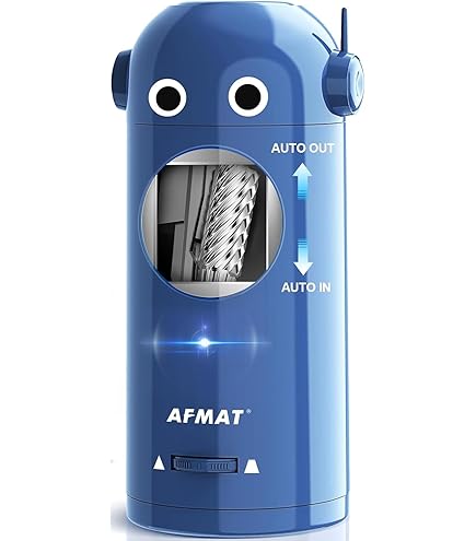AFMAT Electric Pencil Sharpener Heavy Duty, 6 Holes, Rechargeable Pencil Sharpener With Container For Colored Pencils 6-11mm, Auto Stop,for School, Home, Classroom,Battery Operated,Black PSD1