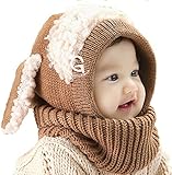 京都おかげさまで 選べるカラー 5色 ウサギちゃん ニット帽子 赤ちゃん ニット帽 ベビー ＆ キッズ (ブラウン)