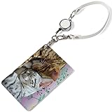 [Pretimo] パスケース 1ポケット リール付き ねこ パープル ねこ柄 クリアポケット 定期入れ カードケース カード入れ 猫柄 猫 ネコ キャット [ねこ パープル/ps1pw]