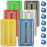 ElectroCookie プロトタイプボード ブレッドボードスタイル PCBはんだボード DIY電子プロジェクト用 Arduinoプロジェクト対応 金メッキ(6色パック+7ネジ端子ブロックコネクター)