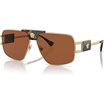 Versace ブラウン スクエア型 サングラス ストーン付き シグネチャー ローブリッジ スクエア サングラス ブラック