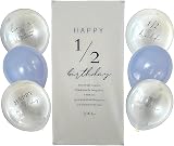 ハーフバースデー 飾り付け セット クリアバルーン タペストリー 1/2誕生日 デコレーション happy birthday (クリア＆ブルー)