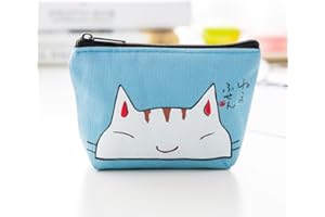 猫 小銭入れ レディース 財布 小型 かわいい 漫画 動物 カードホルダー キーバッグ マネーバッグ 女の子用 (ブルー)