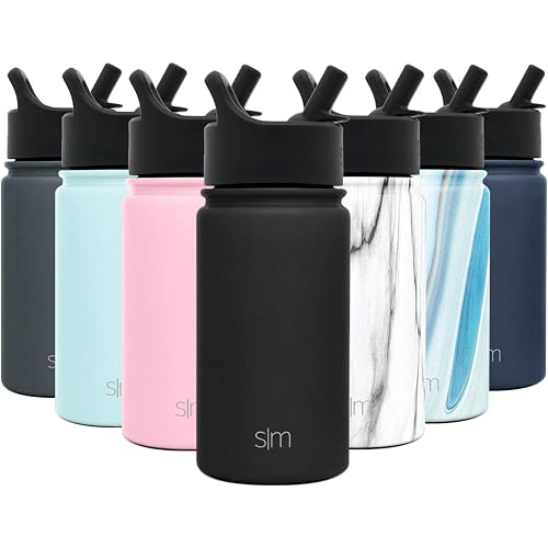 Simple Modern 415mL Summit Kids Water Bottle with Straw Lid - Travel Hydro Vacuum Insulated Flask Double Wall Liter - 18/8 St