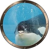 インスタントオーシャンウィンドウ12 "舷窓Sea View Orca Killer Whale # 2ラウンドピューター壁ステッカー子供部屋デカールホームアート飾りグラフィックSmall