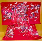 【正絹】 お宮参り着物　（初着・産着）　女児　M１-７ つつみに蝶々・華柄　新品仕立上り　★もれなく５大特典付！