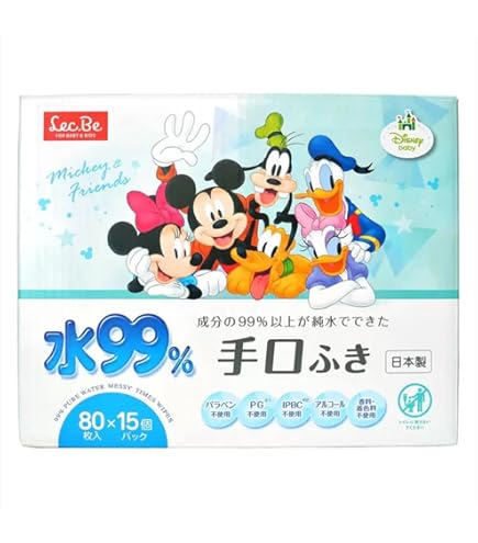 Amazon.co.jp: 水99% 手口ふき 80枚入x15個（1200枚） ディズニー