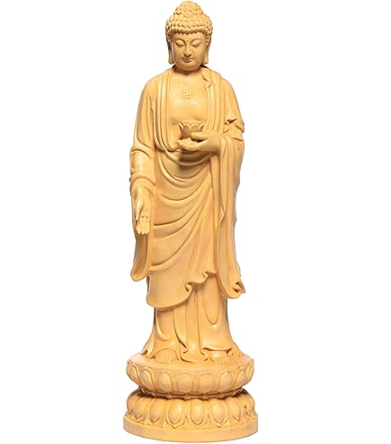 Amazon｜EnergyPower 釈迦如来像 高級天然ツゲ木彫り釈迦牟尼仏立像  