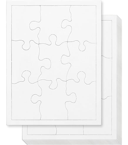 Inovart Lil' Ones 4-Piece Blank Puzzles - 12 Pack Of 4"x4" White Chipboard Puzzles For Kids Crafts & DIY - View #6