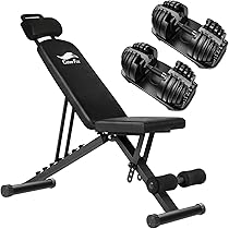 Amazon | CuteeFox 商品 トレーニングベンチ＋可変式 ダンベル
