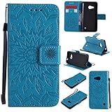 Microsoft Lumia 550 ケース 高品質 PU手帳型 耐摩擦 全面保護ケース カード収納 スタンド機能 財布型 Microsoft Lumia 550 用 ケース (P6 ブルー)