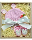 バニーズ・バイ・ザ・ベイ コットンキャップ&ファーストシューズ ギフトセット 0-3ヶ月 ピンク #61125