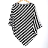 LifeTree 授乳ケープ ポンチョ 型 マタニティウェア 360度見られても安心 多機能 伸縮自在 出産祝い (黒＆白ストライプ)