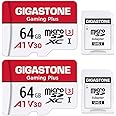 Gigastone Micro SD Card 64 GB, Full HD, SD Adapter and Case, SDXC U1 C10, 90 MB/s, GoPro, Action Camera, Sports Camera, High Speed Micro SD Card, Class 10, UHS-I