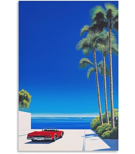 Amazon.co.jp: 画家永井博 夏の風景飛行機ポスター キャンバス