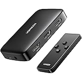 UGREEN HDMI切替器 HDMIセレクター 3入力1出力 リモコン付き 4K HDR CEC 3D対応 PS5 PS4 PS3 WiiU Xbox TV Stick ブルーレイプレーヤー テレビ プロジェクター等に適用