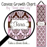 キャンバス成長チャートピンクブラウンダマスクPersonalized Growth Chart forキッズ子供高さチャートルーラーチャートGirls Growth Chart gc0203