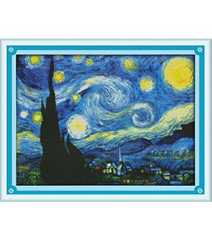 Amazon | クロスステッチ刺繍キット ゴッホ【星月夜】(図案印刷