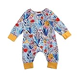 ベビー　子供服　カバーオール　綿　長袖　ロンパース　明るい　多彩な花柄　草　プリント　超柔らかい　可愛い　秋冬　赤ちゃん　新生児　出産祝い　普段着 (80)