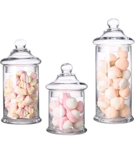 美品　ヴィンテージ　大きめ　イタリア　クリアガラス　カボチャ　アポセカリージャー Amazon｜MyGift ガラス製アポセカリージャー 3点セット蓋つき