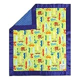 My Blankee Beep Beep Lime Green Cotton Blanket with Minky Dot Electric Blue [並行輸入品]