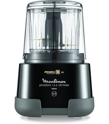 Moulinette Moulinex AD5601 - Tritatutto Con Doppia Lama In Acciaio, 200 G Di Capacità, 800 W, Facile Da Pulire, Bianco E Rosso