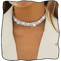 Amazon | JONKYラインストーンチョーカーネックレスシルバー