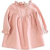 子供ンロングスリーブガールドレスカジュアルファッション綿幼児ガールドレス1-6歳(100, ピンク) [並行輸入品]