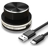 GenmaiBule T3 多機能 USB ボリュームコントローラー 音量調節 カスタマイズ 片手操作/ワンボタンミュート/一時停止/電源不要 Win7 / 8/10 / XP/Mac/Vista対応 黒色