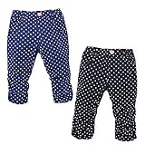 ベビー服 女の子 6分丈 パンツ ボトム Mialy Mail 綿100% ドット柄 裾シャーリング ウエストゴム 女児 ベビー (1.ネイビー/95cm)
