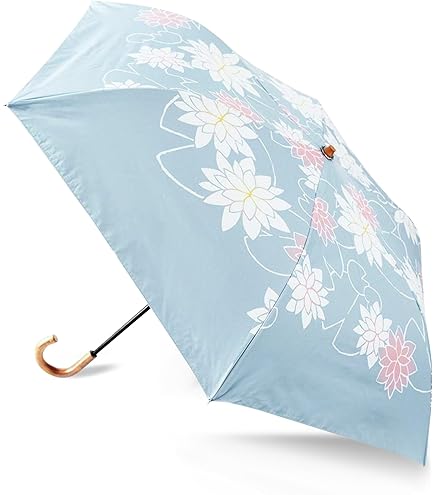 槙田商店　kirie　更紗　折りたたみ傘　ブルー 和風テイストのレディース折りたたみ傘！晴雨兼用雨傘8本骨55cm