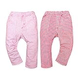 ベビー服 女の子 ロング パンツ I Love PaPa＆Mama アイラブパパ＆ママ ボトム ミニ裏毛 ギンガムチェック 女児 ベビー (1.ピンク/80cm)