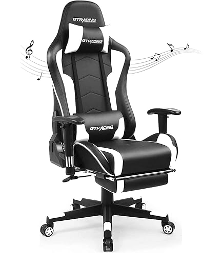 GTRacing ゲーミングチェア スピーカー付き オットマン付 サラウンド効果 Amazon.co.jp: GTRACING ゲーミングチェア Bluetoothスピーカー付き