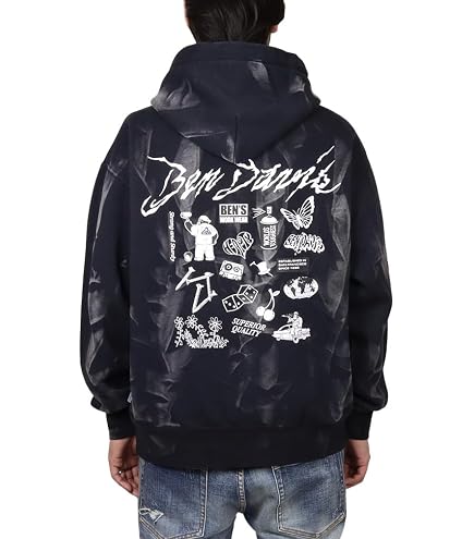 ベンデイビスパーカー黒 BEN DAVIS ベンデイビス 裏毛 ヴィンテージ風 ロゴカットオフ ダブルジップ パーカー M L LL トップス パーカー 公式通販