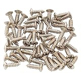 Musiclily ピックガード用ビス フェンダータイプ エレキギター用ネジ 3x12mm、クローム(50本セット)