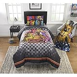 n2 1 Piece KidsブラックグレーFive Nights At Freddyピザセキュリティ掛け布団ツイン/フル、Checkered寝具ブラウンBearパープルレッドチェックパターンカラフル