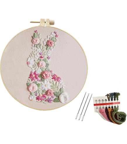 Amazon | イースター刺繍キット - ウサギの裁縫キット、かわいい刺繍