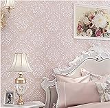 ayzr Europeanダマスカス壁紙3dステレオ不織高級ベッドルームリビングルームテレビ背景壁紙 ピンク adf7y723331