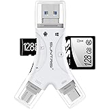 SDカードリーダー phone/pad用 4in1 メモリカードリーダー IOS/Type-c/USB/Micro USB マルチカードリーダー SD/TF読取 カメラリーダー OTG機能 高速データ転送 多機能 (ホワイト)