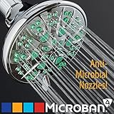 (Aqua Green) - Antimicrobial / Anti-Clog High-Pressure 6-setting Shower Head by AquaDance with Micro
