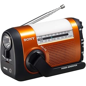 ソニー ポータブルラジオ ICF-B09 : FM/AM/ワイドFM対応 手回し充電対応 オレンジ ICF-B09 D