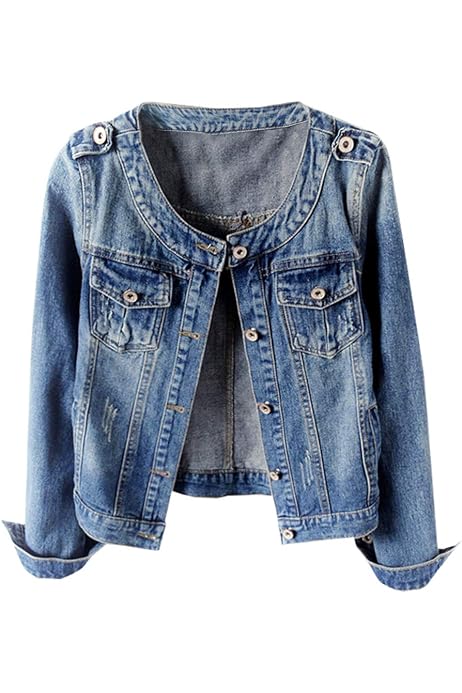 KEDERA Women's Collarless Denim Jackets 