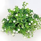 シャビーなアートフラワー【つやつや丸葉と小花】（05） 2本セット (C（ホワイトの花）)