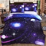 EsyDream Home Twin Queen Kids Bedding Space Print,Universe Outer Space Themed Galaxy Print Bedspread