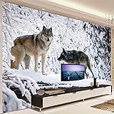 3d壁紙モダンシンプル動物ウルフ雪風景写真壁画リビングルームテレビソファ背景壁ペイント 3Ds470059
