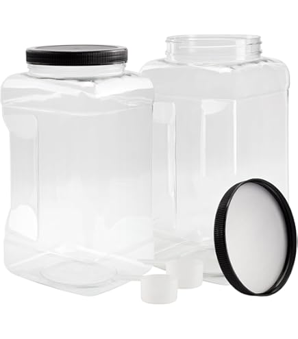 Amazon｜Ziliny 3個 1ガロン 透明プラスチックジャー 蓋付き