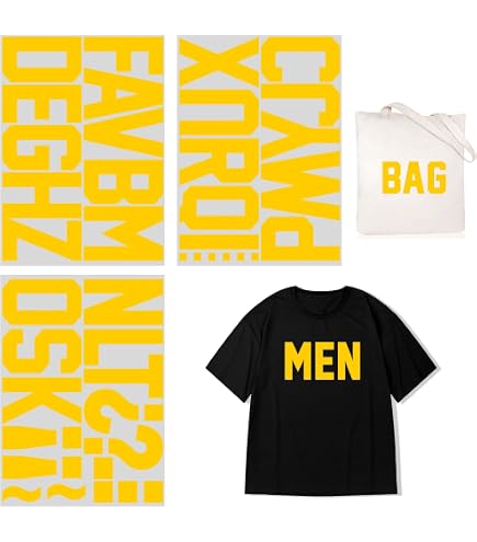 IRON EM Yellow Iron On Letters For Fabric, Clothing, Custom...