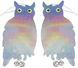 【TKY】 鳥よけグッズ 鳩対策 カラス対策 フクロウ型 ホログラム 2枚 セット 鈴付き (A)