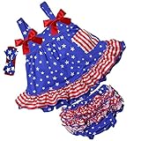 Kirei Suiベビー2 Piece Blue StarレッドストライプスイングトップBloomerセット US サイズ: S カラー: ブルー