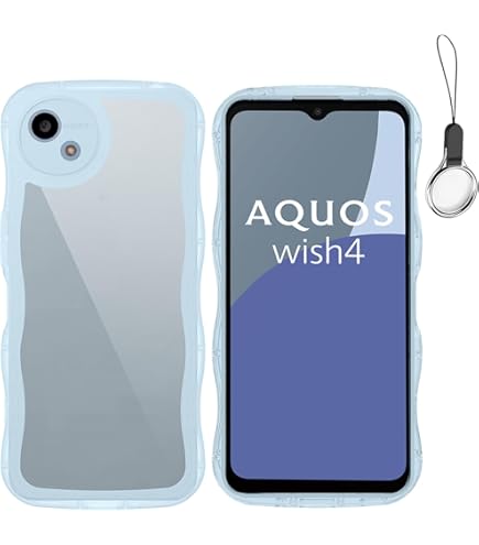 Amazon.co.jp: AQUOS wish4 ケース クリアブルー ウェーブ SH-52E TPU